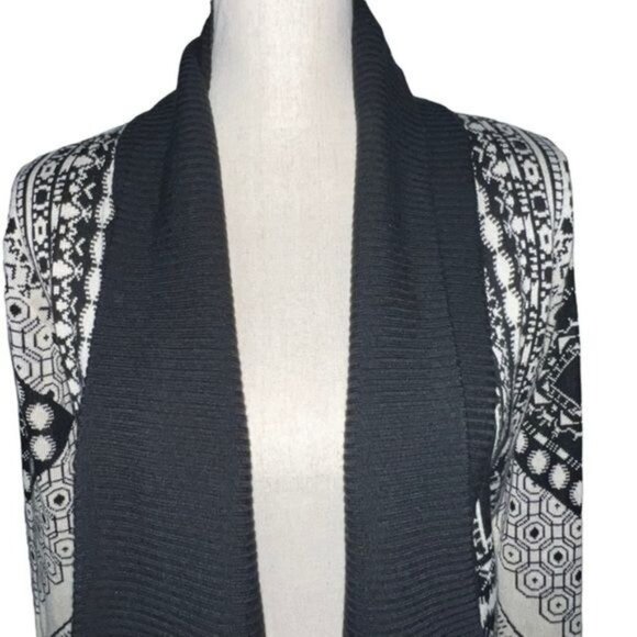 Staring At Stars Womens Open Front Knit Cardigan Black & White Geometric Size S - Picture 4 of 12